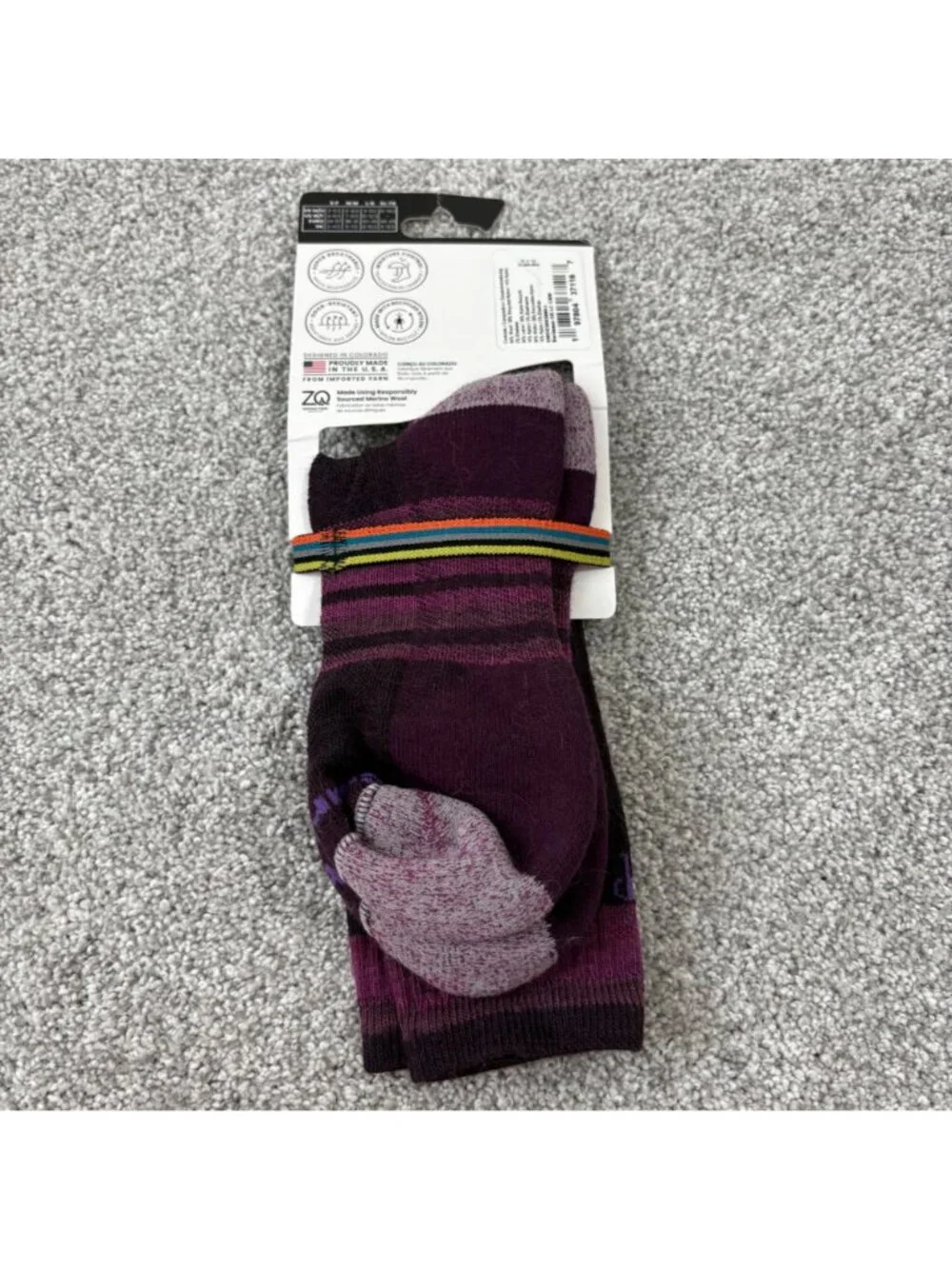 Smartwool Crew Socks Merino Wool Large Unisex Light Cushion Multicolored purple